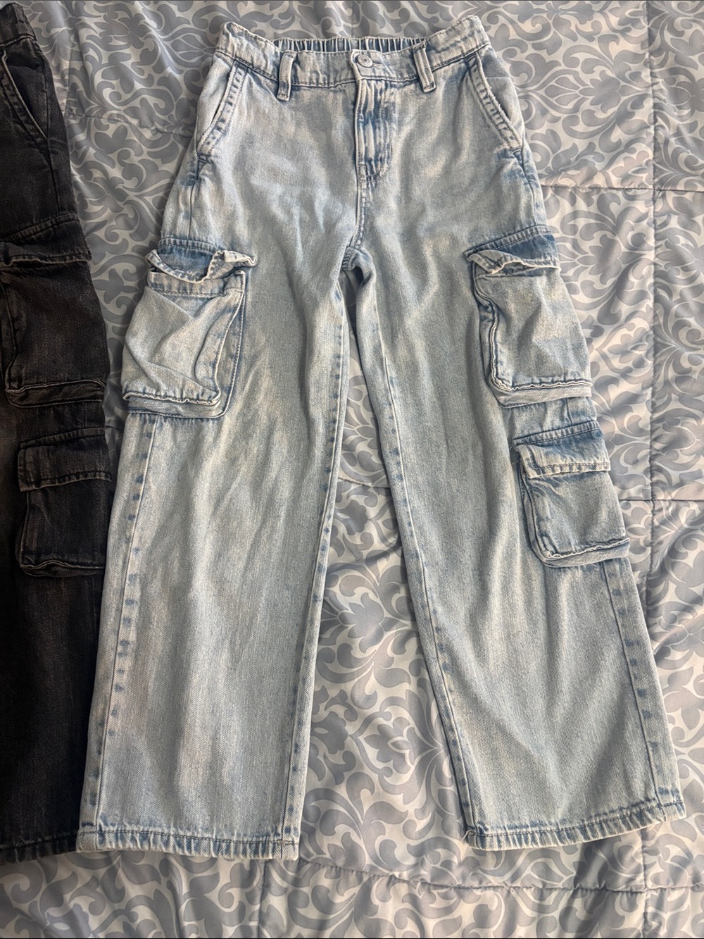 Kids Cargo Jeans - Black and Light Blue Denim - Picture 3 of 8